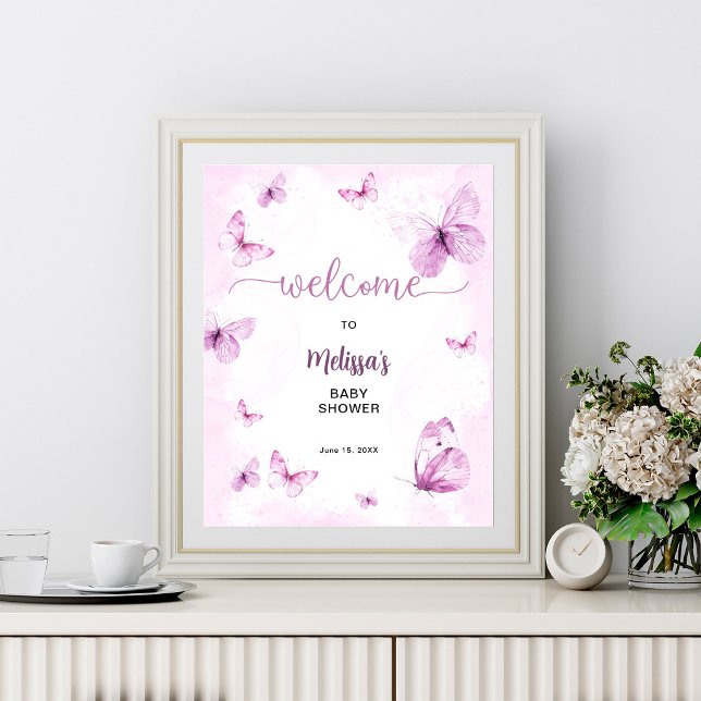 Póster Bienvenida a la fiesta de bebé mariposa  (Subido por el creador)