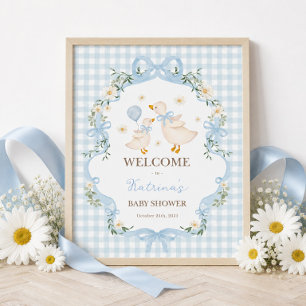 Póster Bienvenida a la Fiesta de Bebé Niño Silly Goose co