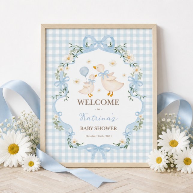 Póster Bienvenida a la Fiesta de Bebé Niño Silly Goose co (Subido por el creador)