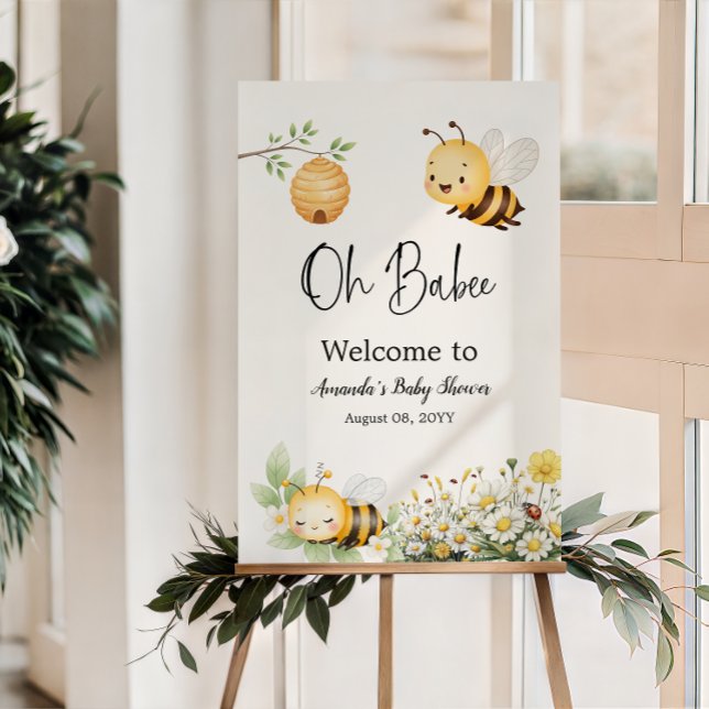 Póster Bienvenida a la fiesta de bebé Oh Babee Honey Bee  (Subido por el creador)
