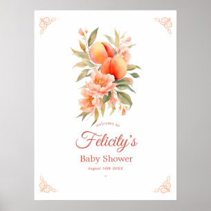 Póster Bienvenida a la fiesta de bebé Peach Fuzz