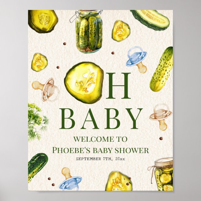 Póster Bienvenida a la fiesta de bebé Pickles & Pacifiers (Frente)
