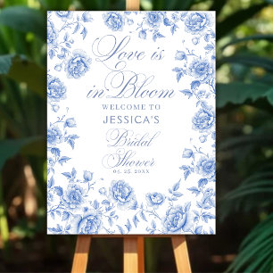 Póster Bienvenida a la fiesta de boda con toile azul chin