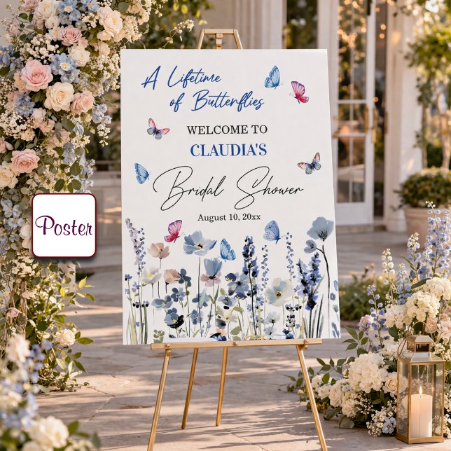 Póster Bienvenida a la fiesta de boda de campanillas silv (Subido por el creador)