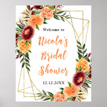 Bienvenida a la fiesta de boda de otoño y naranja