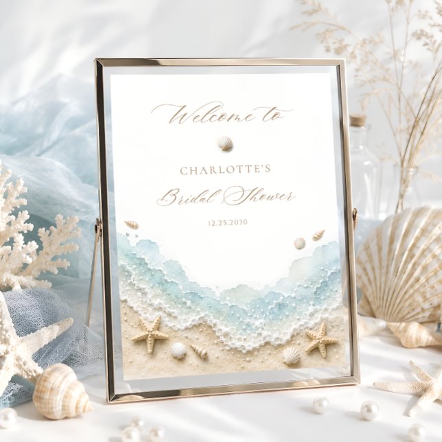 Póster Bienvenida a la fiesta de boda playera de conchas  (Subido por el creador)