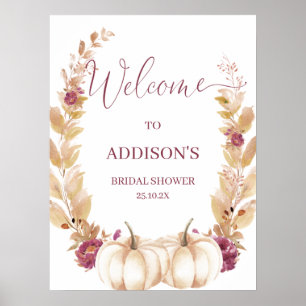 Póster Bienvenida a la fiesta de boda Plum Pumpkin Fall I