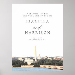 Póster Bienvenida a la fiesta de compromiso del horizonte