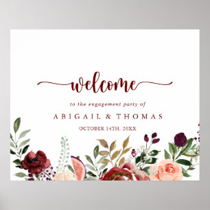 Póster Bienvenida a la fiesta de compromiso floral de ver