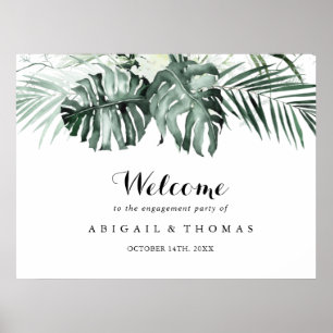 Póster Bienvenida a la fiesta de compromiso Tropical Gree