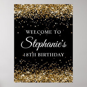 Póster Bienvenida a la fiesta de cumpleaños 18 de Glitter