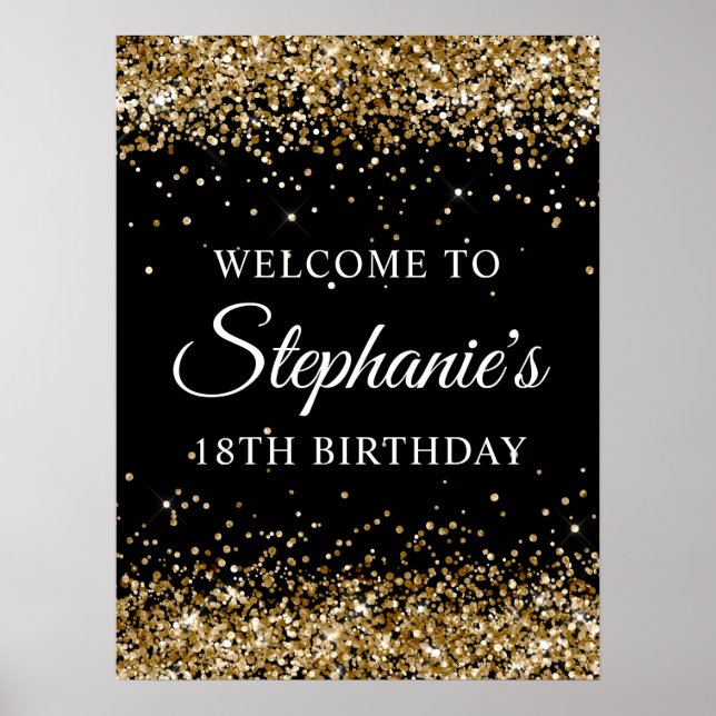 Póster Bienvenida a la fiesta de cumpleaños 18 de Glitter (Frente)