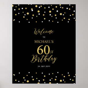 Póster Bienvenida a la fiesta de cumpleaños 60 con confet