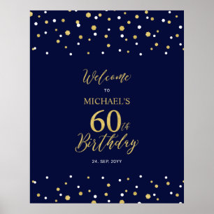 Póster Bienvenida a la fiesta de cumpleaños 60 en confeti