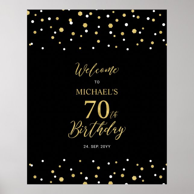 Póster Bienvenida a la fiesta de cumpleaños 70 de Gold &  (Frente)