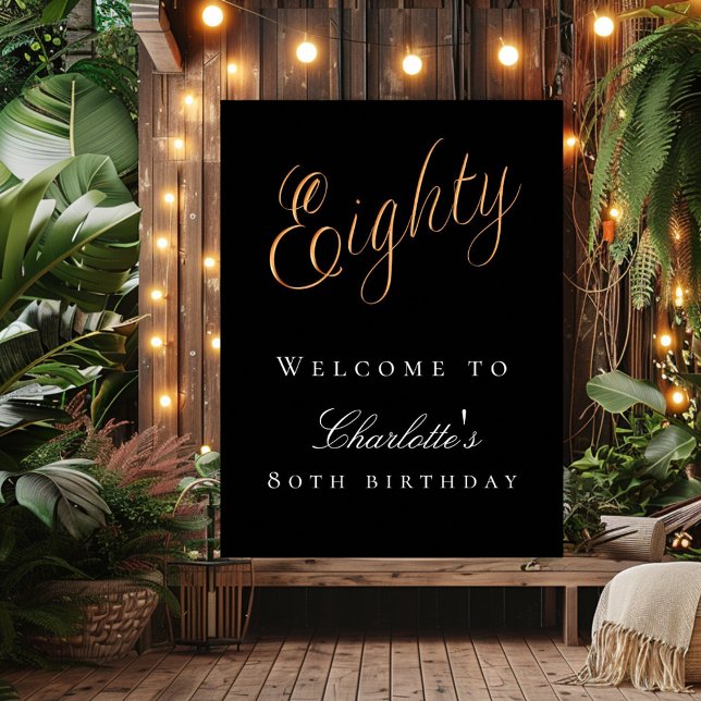 Póster Bienvenida a la fiesta de cumpleaños 80 de oro neg (Subido por el creador)