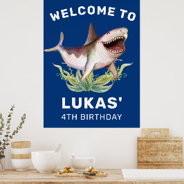 Póster Bienvenida a la fiesta de cumpleaños azul de los t