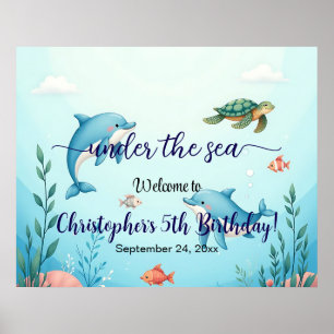 Póster Bienvenida a la fiesta de cumpleaños bajo el mar a