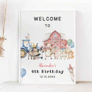 Póster Bienvenida a la fiesta de cumpleaños Barnyard