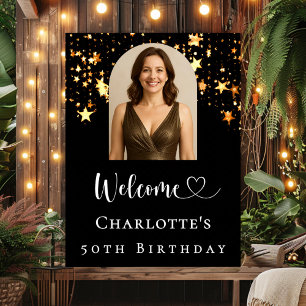 Póster Bienvenida a la fiesta de cumpleaños con estrellas