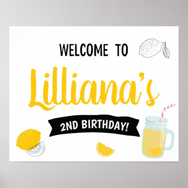 Póster Bienvenida a la fiesta de cumpleaños con limonada  (Frente)