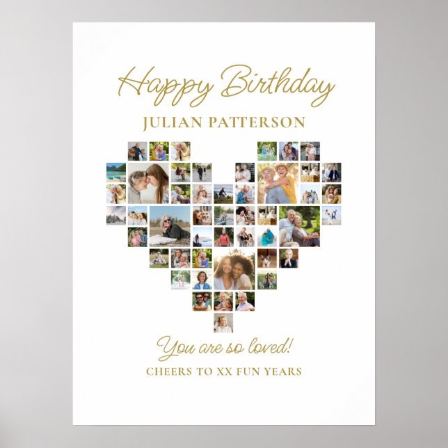 Póster Bienvenida a la fiesta de cumpleaños con un collag (Frente)