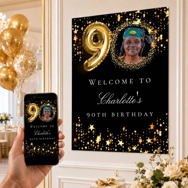 Póster Bienvenida a la fiesta de cumpleaños de 90 años co (Subido por el creador)
