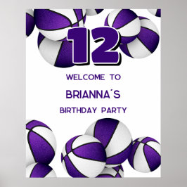 Póster bienvenida a la fiesta de cumpleaños de baloncesto