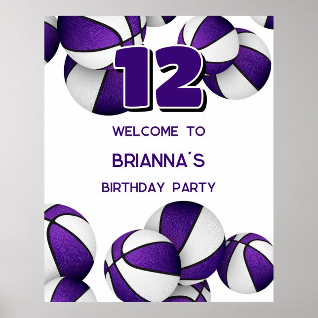 Póster bienvenida a la fiesta de cumpleaños de baloncesto (Frente)