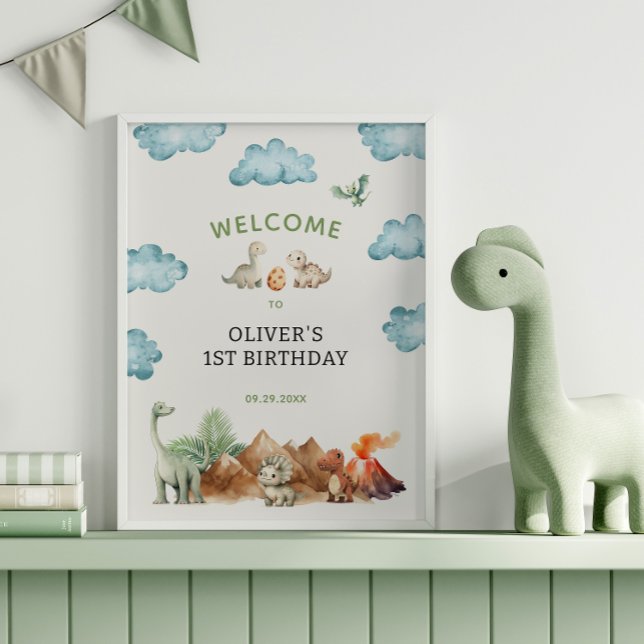 Póster Bienvenida a la fiesta de cumpleaños de Dinosaur (Subido por el creador)