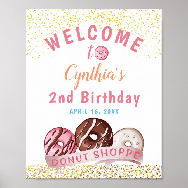 Póster Bienvenida a la fiesta de cumpleaños de Donut, Pur (Frente)