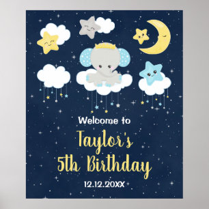 Póster Bienvenida a la Fiesta de Cumpleaños de Elefante A