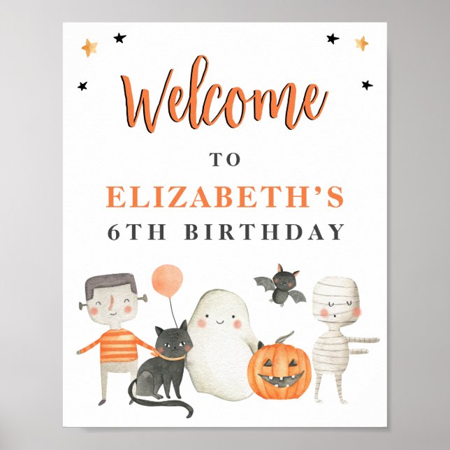 Póster Bienvenida a la fiesta de cumpleaños de Halloween  (Frente)