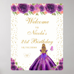 Póster Bienvenida a la fiesta de cumpleaños de la chica d