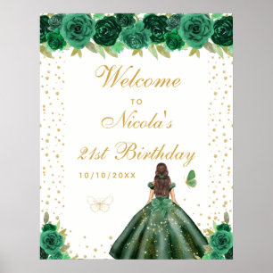 Póster Bienvenida a la fiesta de cumpleaños de la chica d
