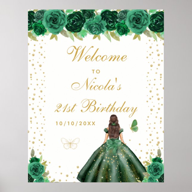 Póster Bienvenida a la fiesta de cumpleaños de la chica d (Frente)