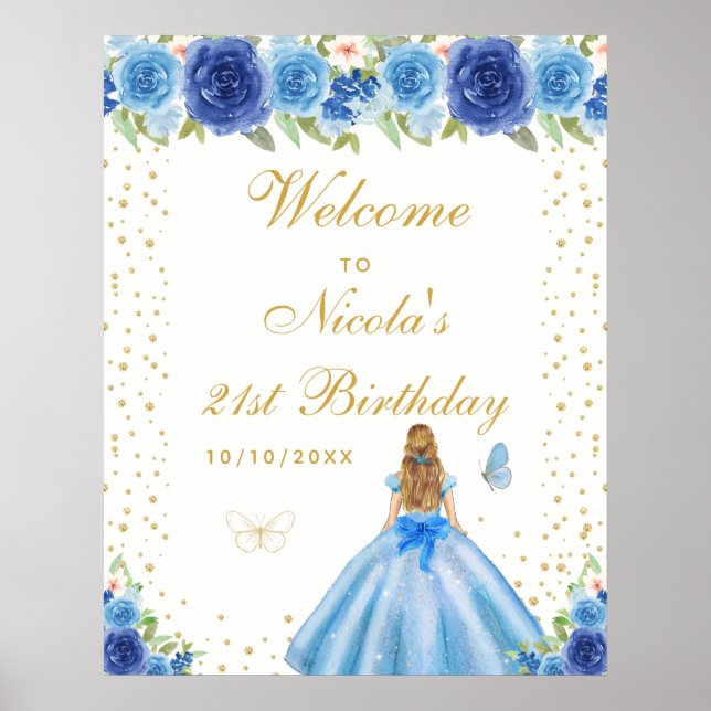 Póster Bienvenida a la fiesta de cumpleaños de la chica d (Frente)