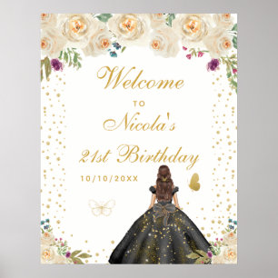 Póster Bienvenida a la fiesta de cumpleaños de la chica d