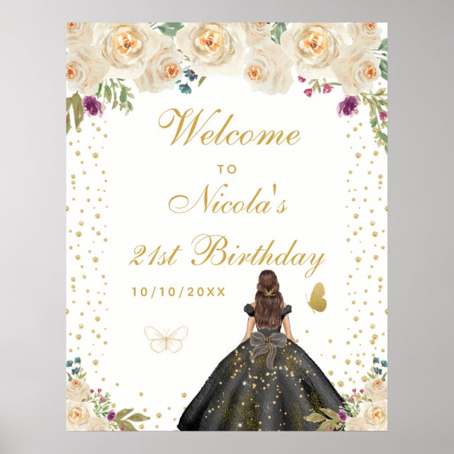 Póster Bienvenida a la fiesta de cumpleaños de la chica d (Frente)