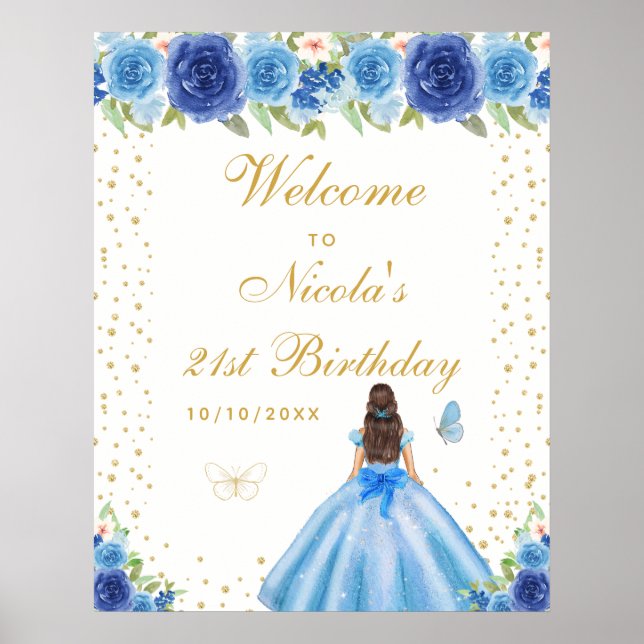 Póster Bienvenida a la fiesta de cumpleaños de la chica d (Frente)