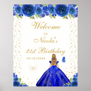 Póster Bienvenida a la fiesta de cumpleaños de la chica d