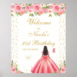 Póster Bienvenida a la fiesta de cumpleaños de la niña de
