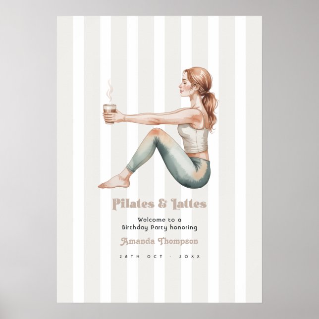 Póster Bienvenida a la fiesta de cumpleaños de Pilates y  (Frente)