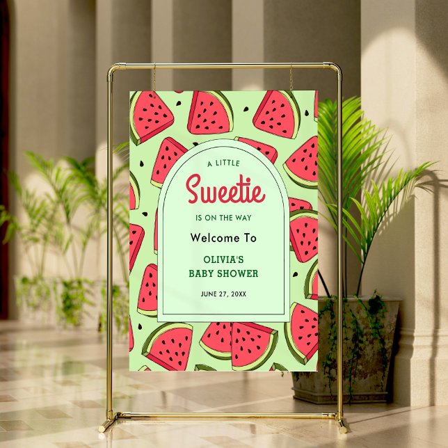 Póster Bienvenida a la Fiesta de Cumpleaños de Sandía Dul (A Little Sweetie Watermelon Baby Shower Welcome Sign )