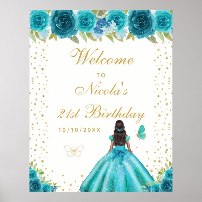 Póster Bienvenida a la fiesta de cumpleaños de una niña d (Frente)
