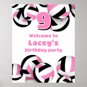 Póster bienvenida a la fiesta de cumpleaños de volleyball