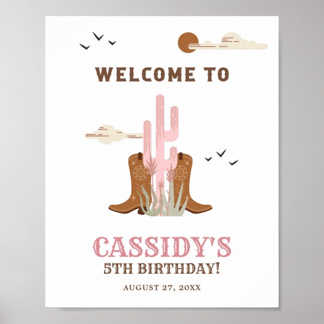 Póster Bienvenida a la fiesta de cumpleaños de Western Wi (Frente)