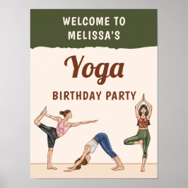 Póster Bienvenida a la Fiesta de Cumpleaños de Yoga Boho