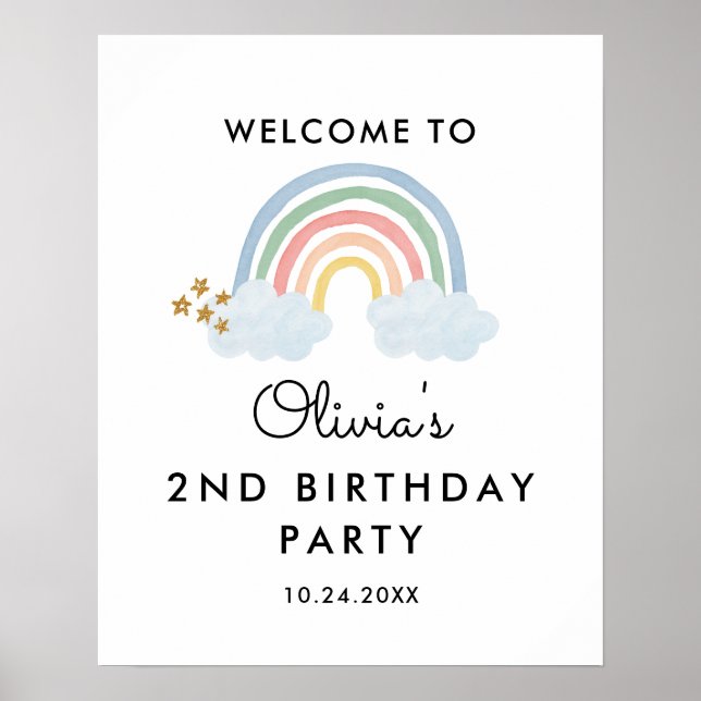Póster Bienvenida a la fiesta de cumpleaños del Día del A (Frente)