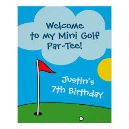 Póster Bienvenida a la fiesta de cumpleaños del putt putt